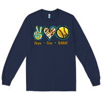 Navy Peace Love Softball Long Sleeve Tee - Jasminsmagicworld