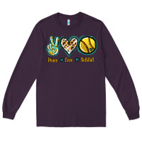 Plum Peace Love Softball Long Sleeve Tee - Jasminsmagicworld