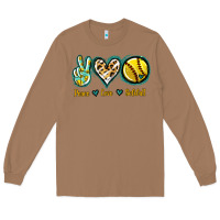 Toasted Coconut Peace Love Softball Long Sleeve Tee - Jasminsmagicworld
