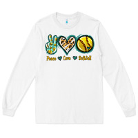 White Peace Love Softball Long Sleeve Tee - Jasminsmagicworld