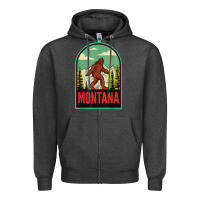 Charcoal Heather montana vintage bigfoot travel Zipper Hoodie - longCreatives