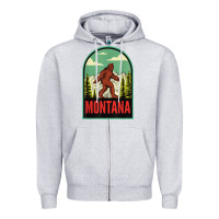 Heather Grey montana vintage bigfoot travel Zipper Hoodie - longCreatives