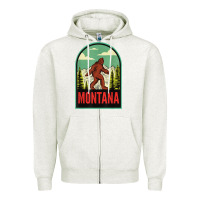 Oatmeal Heather montana vintage bigfoot travel Zipper Hoodie - longCreatives