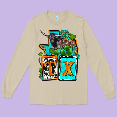 Tx Texas Long Sleeve Tee Designed By Oliviacreatesart