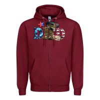 Burgundy dad military boots and hat Zipper Hoodie - Artiststas