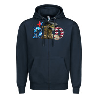 Navy dad military boots and hat Zipper Hoodie - Artiststas