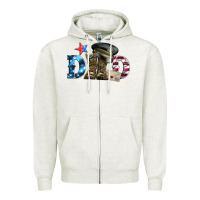 Oatmeal Heather dad military boots and hat Zipper Hoodie - Artiststas