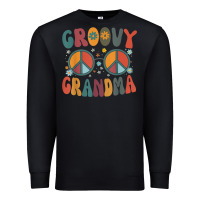 Black groovy grandma retro 70s peace sign design grandmother Premium Sweatshirt - longCreatives