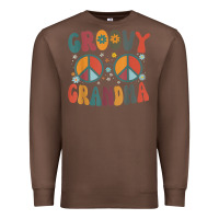 Chestnut groovy grandma retro 70s peace sign design grandmother Premium Sweatshirt - longCreatives