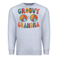 Heather Grey groovy grandma retro 70s peace sign design grandmother Premium Sweatshirt - longCreatives