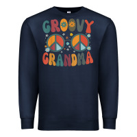 Navy groovy grandma retro 70s peace sign design grandmother Premium Sweatshirt - longCreatives