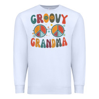 White groovy grandma retro 70s peace sign design grandmother Premium Sweatshirt - longCreatives