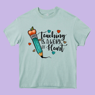 Teaching İs A Work Of Heart Heavy Core Tee Designed By Jahusdesignshop