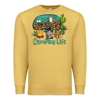 Antique Gold camping life caravan and gnome Premium Sweatshirt - BarkalooDesign