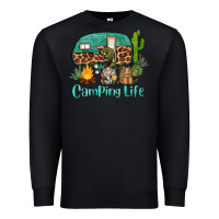 Black camping life caravan and gnome Premium Sweatshirt - BarkalooDesign