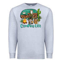 Heather Grey camping life caravan and gnome Premium Sweatshirt - BarkalooDesign