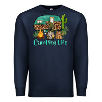 Navy camping life caravan and gnome Premium Sweatshirt - BarkalooDesign