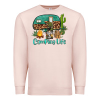 Pale Pink camping life caravan and gnome Premium Sweatshirt - BarkalooDesign