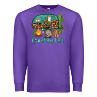 Purple camping life caravan and gnome Premium Sweatshirt - BarkalooDesign