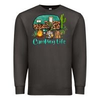 Smoke camping life caravan and gnome Premium Sweatshirt - BarkalooDesign