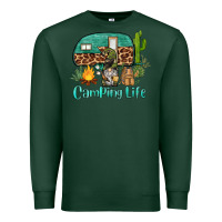 Sports Green camping life caravan and gnome Premium Sweatshirt - BarkalooDesign