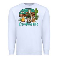 White camping life caravan and gnome Premium Sweatshirt - BarkalooDesign
