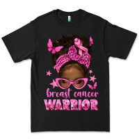 Black afro messy bun breast cancer warrior Premium Tee - texasbilliewilder