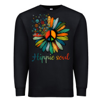 Black daisy peace sign hippie soul tshirt flower lovers gifts Premium Sweatshirt - longCreatives