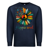 Navy daisy peace sign hippie soul tshirt flower lovers gifts Premium Sweatshirt - longCreatives