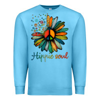 Ocean Blue daisy peace sign hippie soul tshirt flower lovers gifts Premium Sweatshirt - longCreatives