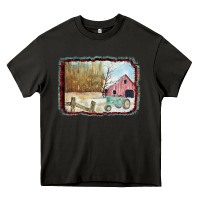 Asphalt Christmas Barn Tractor Snow Heavy Core Tee - Bettercallsaul