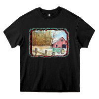 Black Christmas Barn Tractor Snow Heavy Core Tee - Bettercallsaul