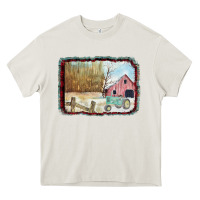 Cream Christmas Barn Tractor Snow Heavy Core Tee - Bettercallsaul