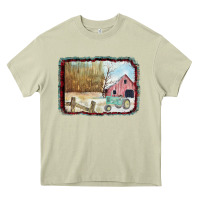Mossy Christmas Barn Tractor Snow Heavy Core Tee - Bettercallsaul