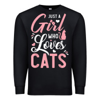 Black just a girl who loves cats cute cat lover gifts Premium Sweatshirt - longCreatives