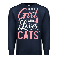 Navy just a girl who loves cats cute cat lover gifts Premium Sweatshirt - longCreatives