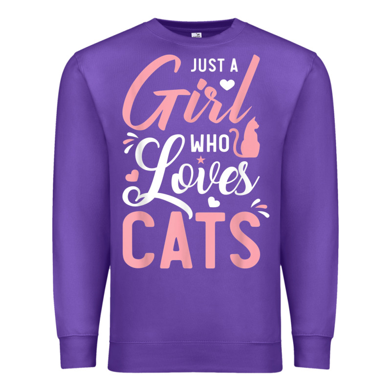 Just A Girl Who Loves Cats Cute Cat Lover Gifts Premium Sweatshirt by longCreatives | Teevron