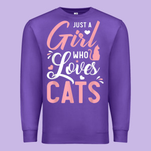 Just A Girl Who Loves Cats Cute Cat Lover Gifts Premium Sweatshirt Designed By Longcreatives