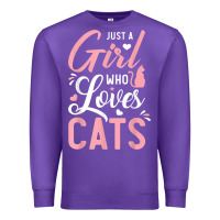 Purple just a girl who loves cats cute cat lover gifts Premium Sweatshirt - longCreatives