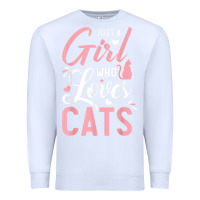 White just a girl who loves cats cute cat lover gifts Premium Sweatshirt - longCreatives