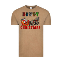 Vintage Coffee howdy christmas with santa riding his sleighs Vintage Tee - CowGirlArtShop