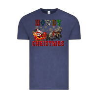 Vintage Denim howdy christmas with santa riding his sleighs Vintage Tee - CowGirlArtShop