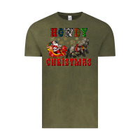Vintage Olive howdy christmas with santa riding his sleighs Vintage Tee - CowGirlArtShop