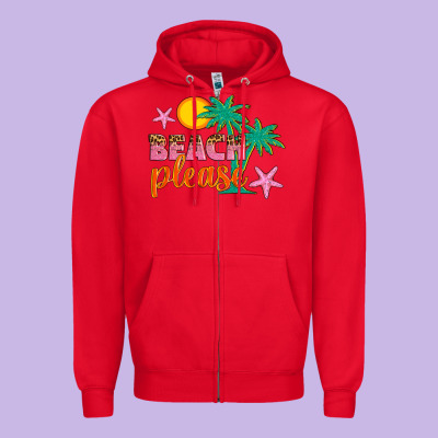 Beach Please Zipper Hoodie Designed By Artiststas