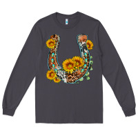 Smoke western leopard cowhide sunflowers horseshoe Long Sleeve Tee - OliviaCreatesArt