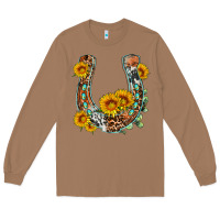 Toasted Coconut western leopard cowhide sunflowers horseshoe Long Sleeve Tee - OliviaCreatesArt