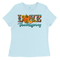 Baby Blue Love Thanksgiving Ladies Tee - texasbilliewilder