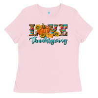 Bubblegum Pink Love Thanksgiving Ladies Tee - texasbilliewilder