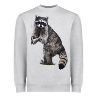 Heather Grey Raccoon Illustrations Heavyweight Sweatshirt - LillyAllenDesigns