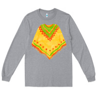 Heather Grey mexican poncho fa element Long Sleeve Tee - FaDigitalArtStudio